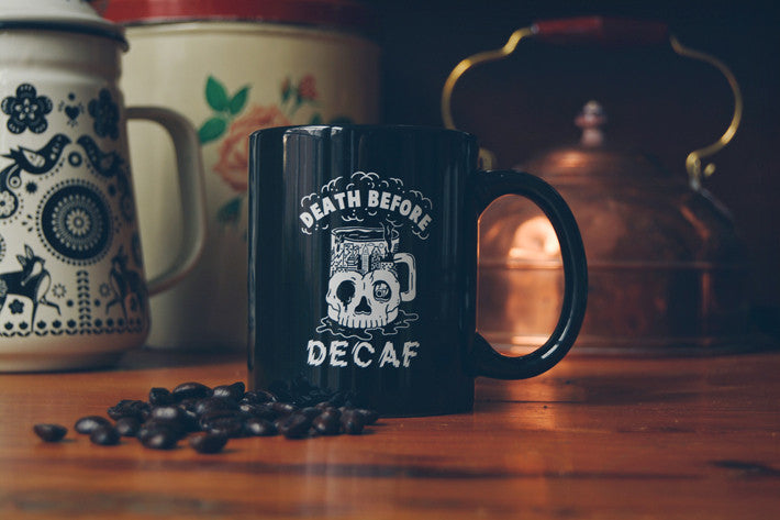 Death Before Decaf Coffee Mugs