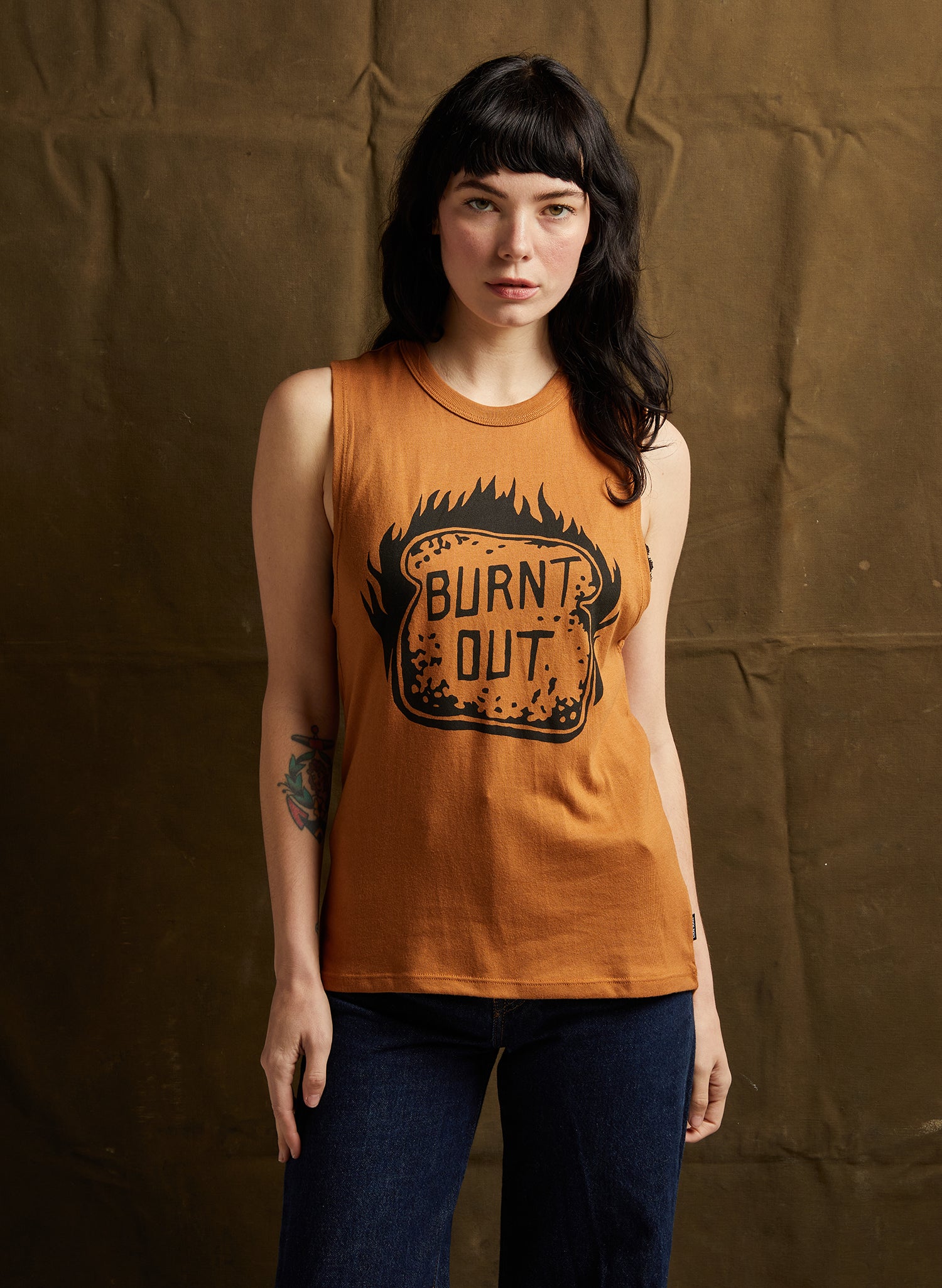 Burnt Out Women's Graphic Muscle Food Cotton Pyknic