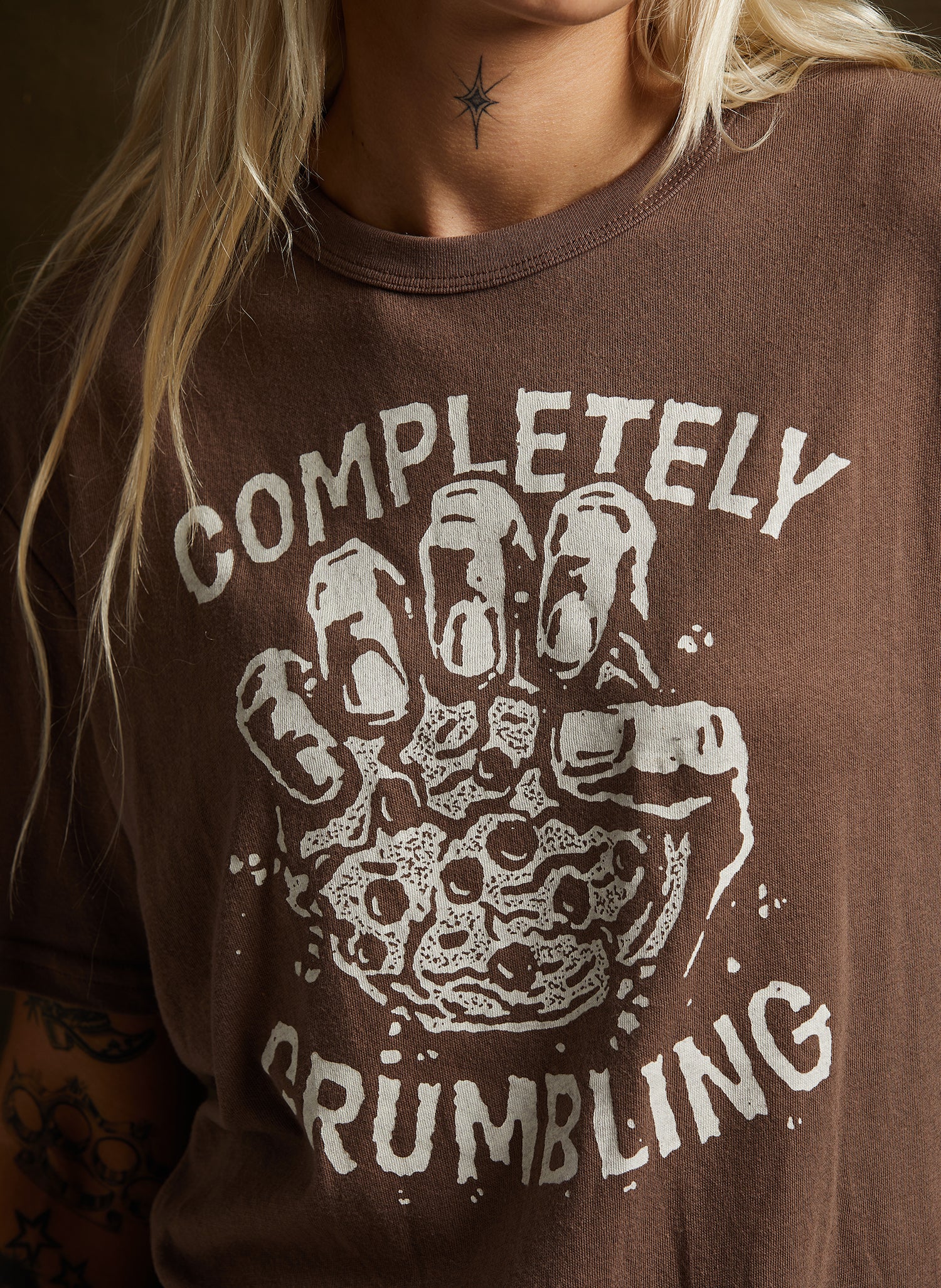 women - Pyknic | Completely Crumbling Cookies Tshirt | Vintage Inspired Soft Crewneck Tee | Mental Health TShirt | Burnt Out | Foodie Gift | Food Shirt | Bakery Pastry | Baker Shirt