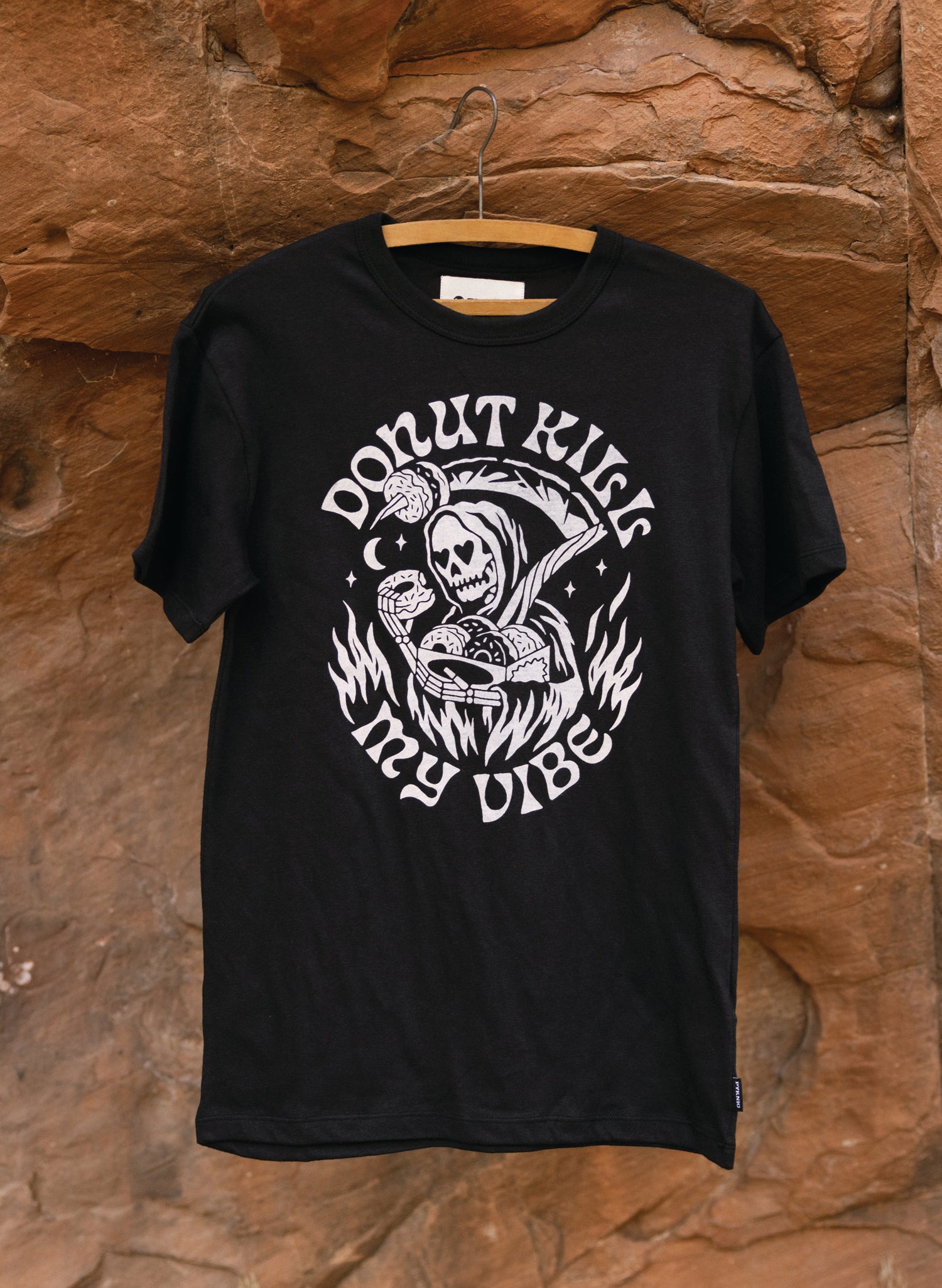 men women - Pyknic | Donut Kill My Vibe T-shirt, Grim Reaper with Doughnuts Tee for Foodies, Food Lovers, Bakers