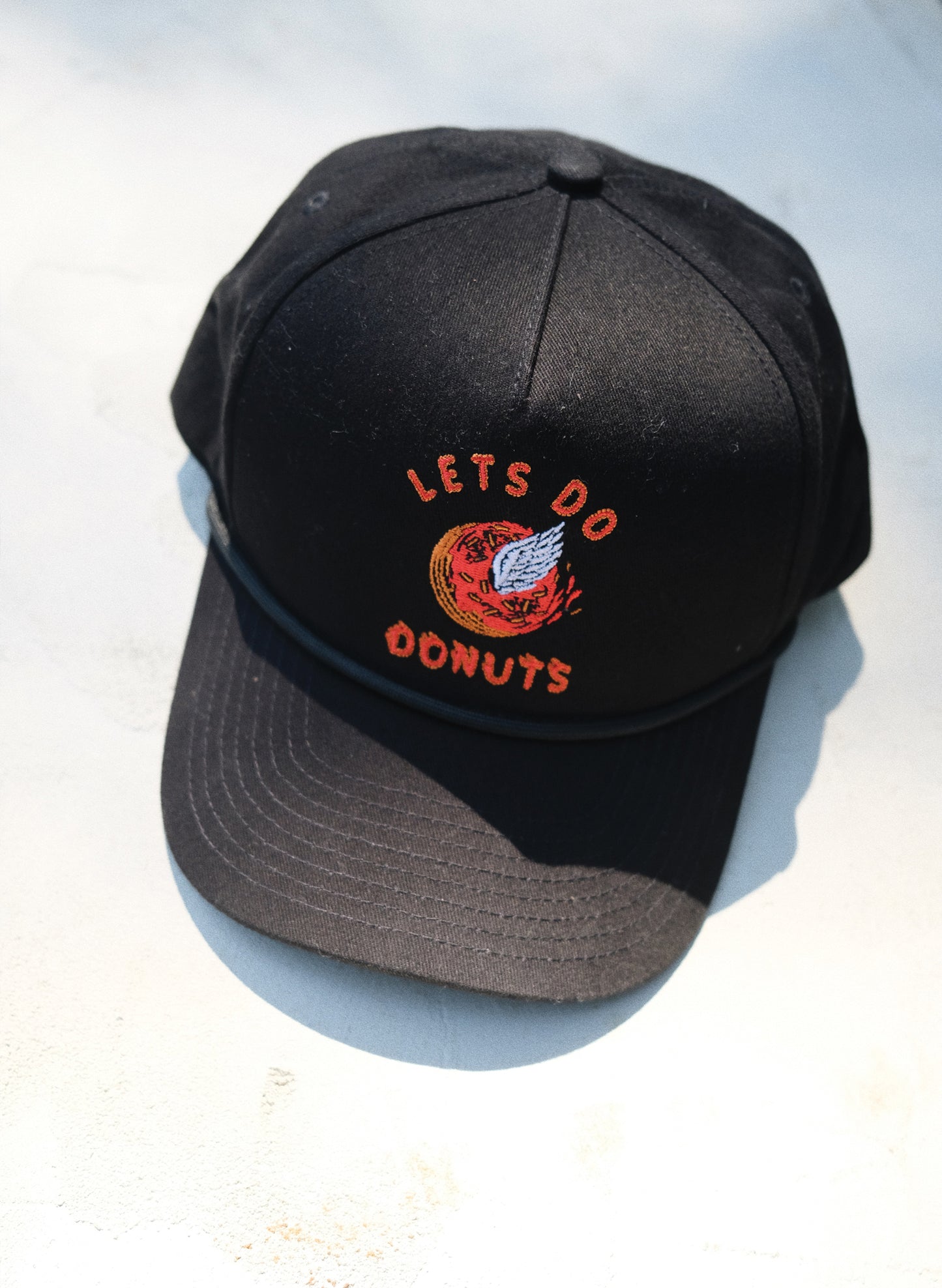 men - PYKNIC | Lets Do Donuts Embroidery Unstructured 5 Panel Hat Vintage Baseball Cap, Rope Snapback Hat, Foodie Gift, Hats for Donut Lovers, Pastry Baker Hat, Bakery, Doughnuts, Dessert