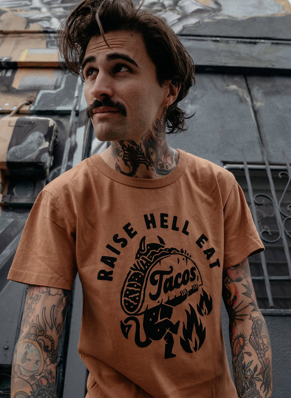 Raise Hell Eat Tacos Unisex Graphic Tee. Taco Shirt. Cotton | Pyknic