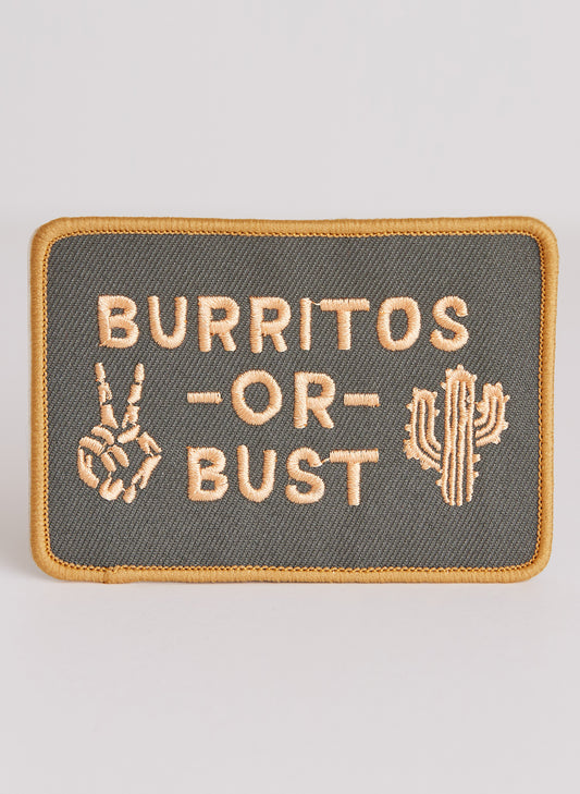 Burritos or Bust Iron On Embroidered Texmex Chipotle Burrito Foodie Meme Patch