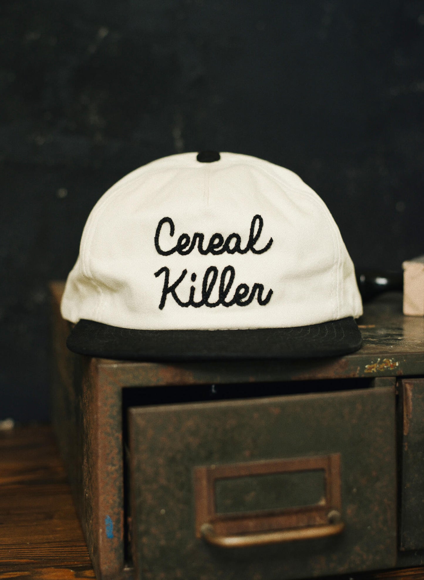 Cereal Killer Chainstitch Unstructured Two Toned Relaxed Fit Field Trip Hat for Breakfast Food Lovers
