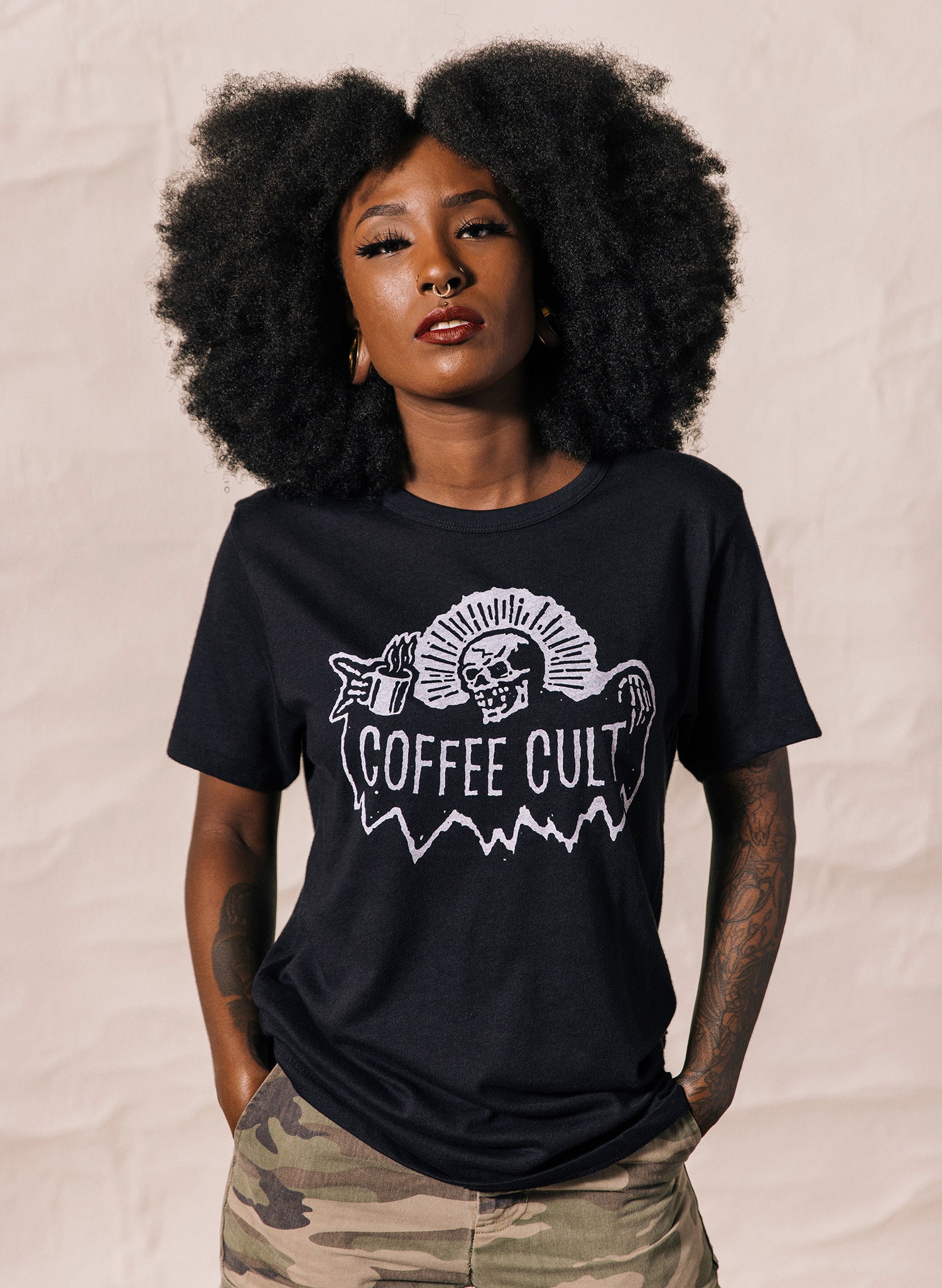 Black hot sale coffee shirts