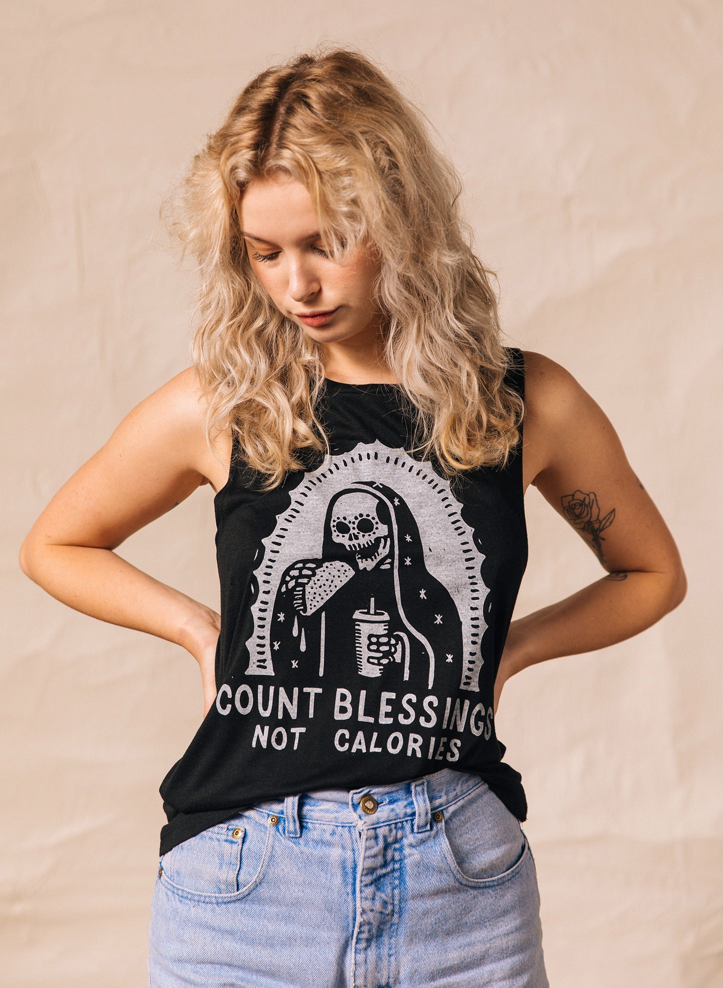 Count Blessings Not Calories Muscle Tee