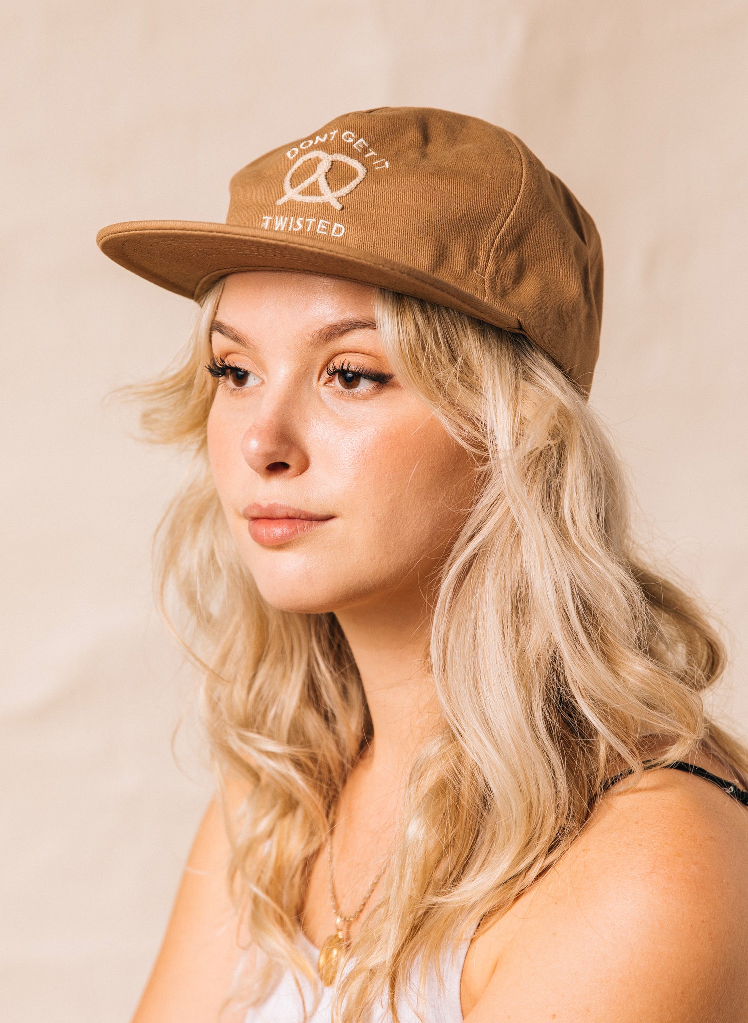 women - PYKNIC | Don't Get It Twisted Pretzel Chainstitch Embroidery Unstructured 5 Panel Hat Vintage Baseball Cap, Cotton Twill Strapback Hat, Foodie Gift, Hats for Soft Pretzel Lovers, Oktoberfest Hat