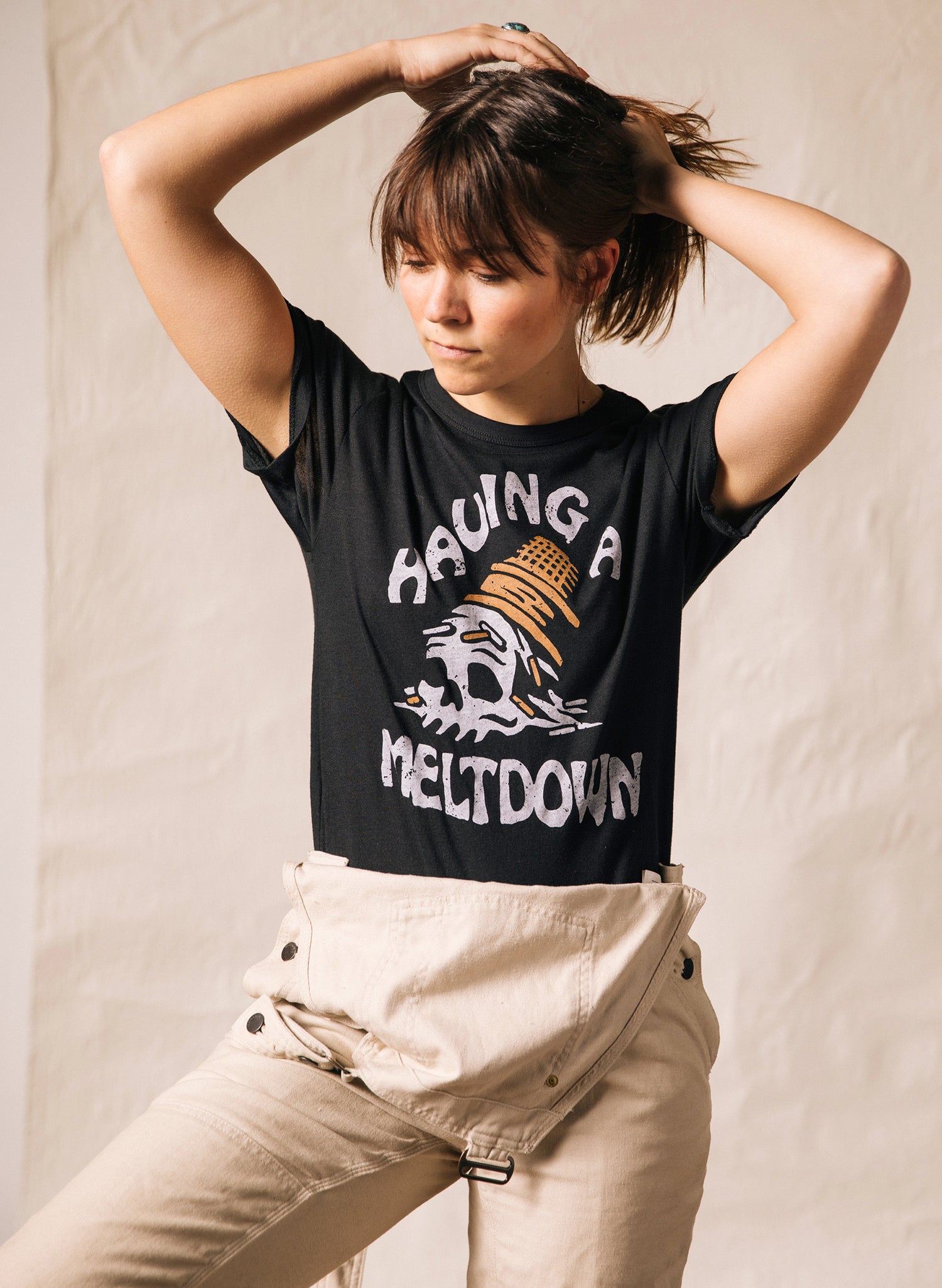 women - Pyknic | Having a Meltdown Skull Ice Cream Cone Mental Health Therapy Tshirt