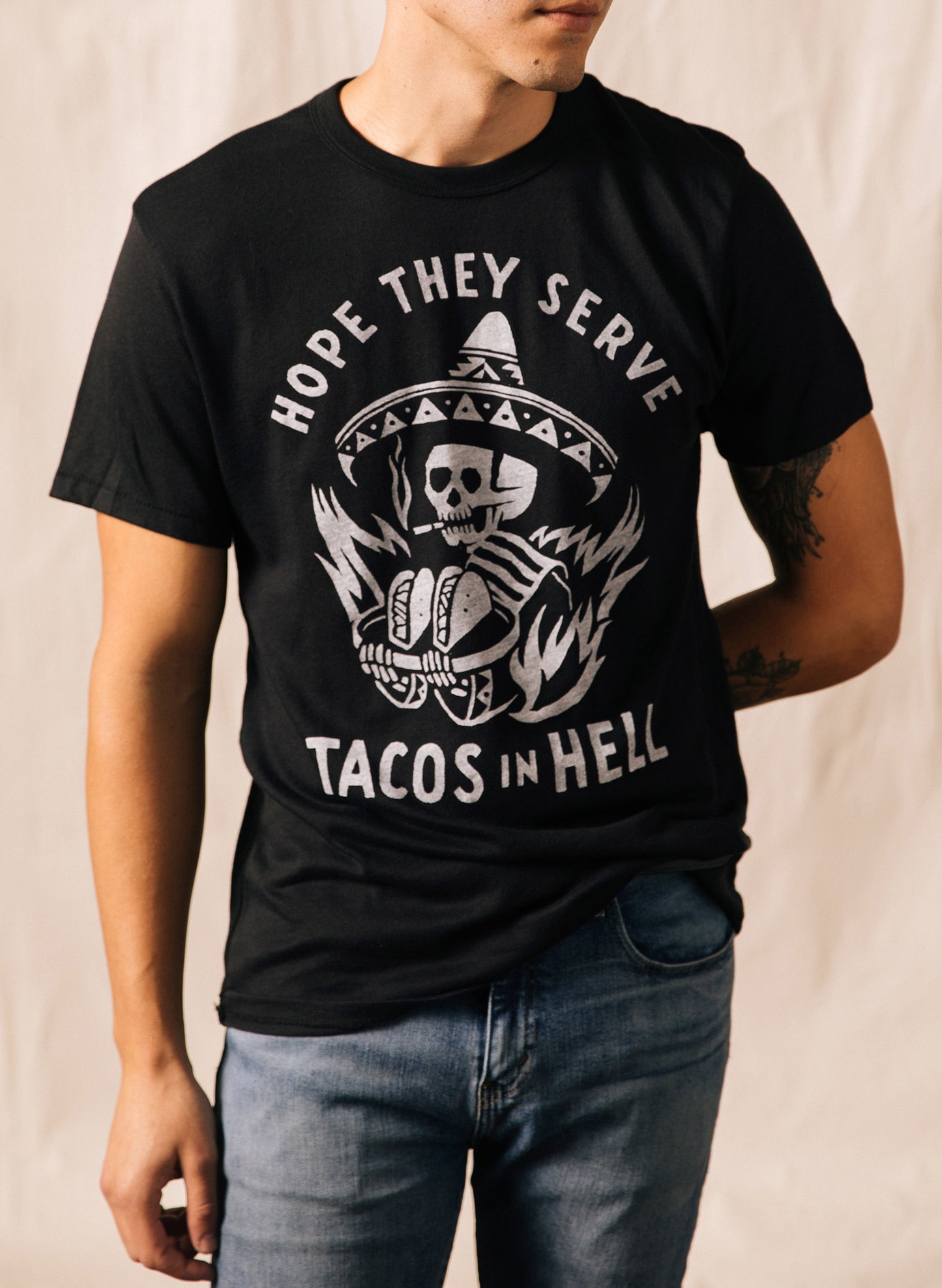 Hope They Serve Tacos in Hell Taco Tuesday Al Pastor Food Tee Foodie T-shirt