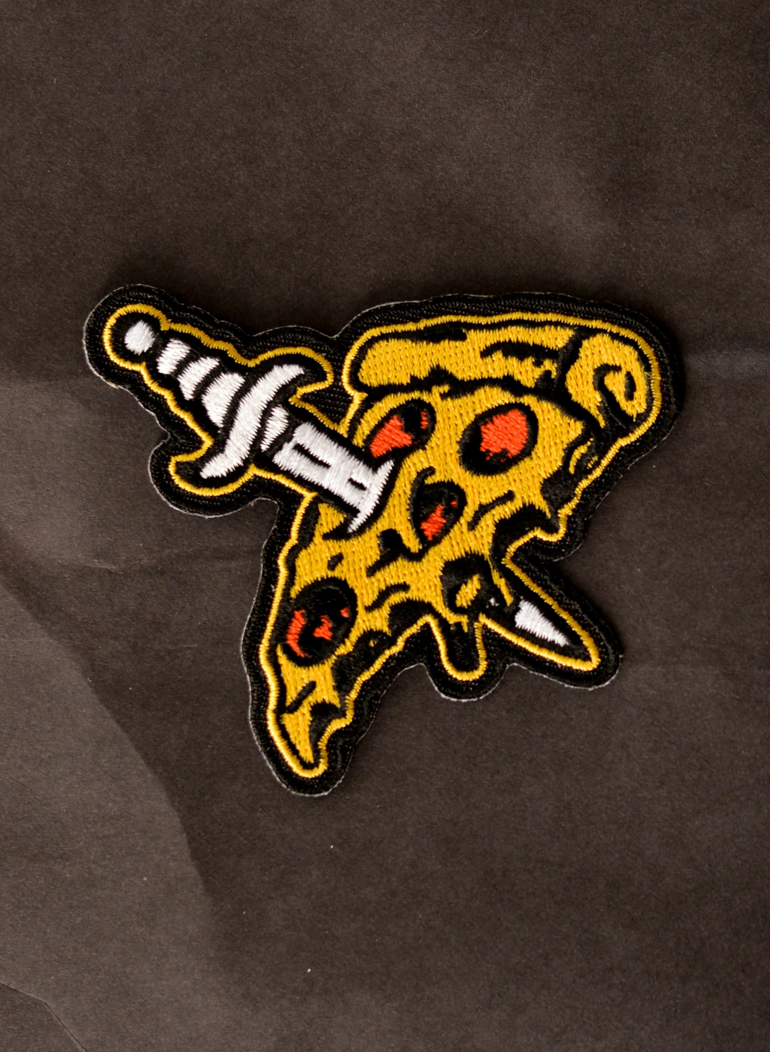 Live By the Slice Die By the Slice Embroidered Pizza Tattoo Iron-On Patch for Foodies