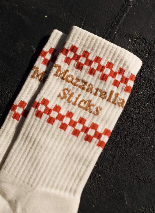 Mozzarella Sticks Italian Food Pizza Foodie Sayings Food Slogan Pun Vintage Crew Socks
