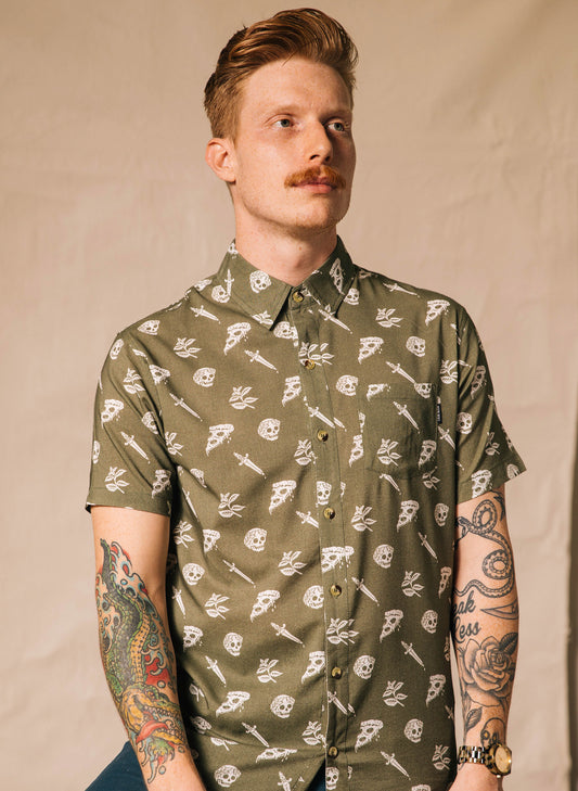 Pizza Slayer Button-Up