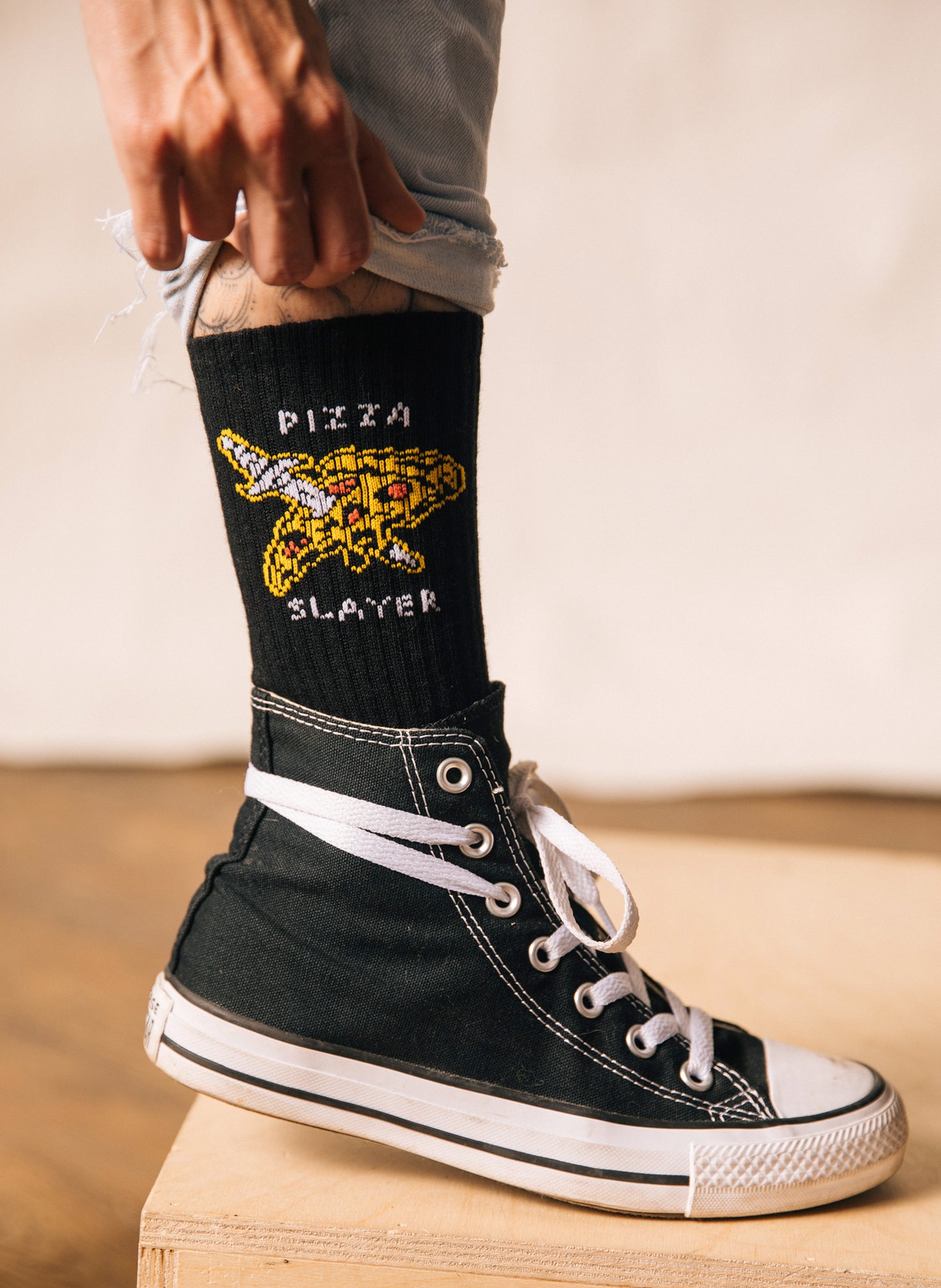 Pizza Slayer Pizzeria Slice Fun Food Foodie Socks