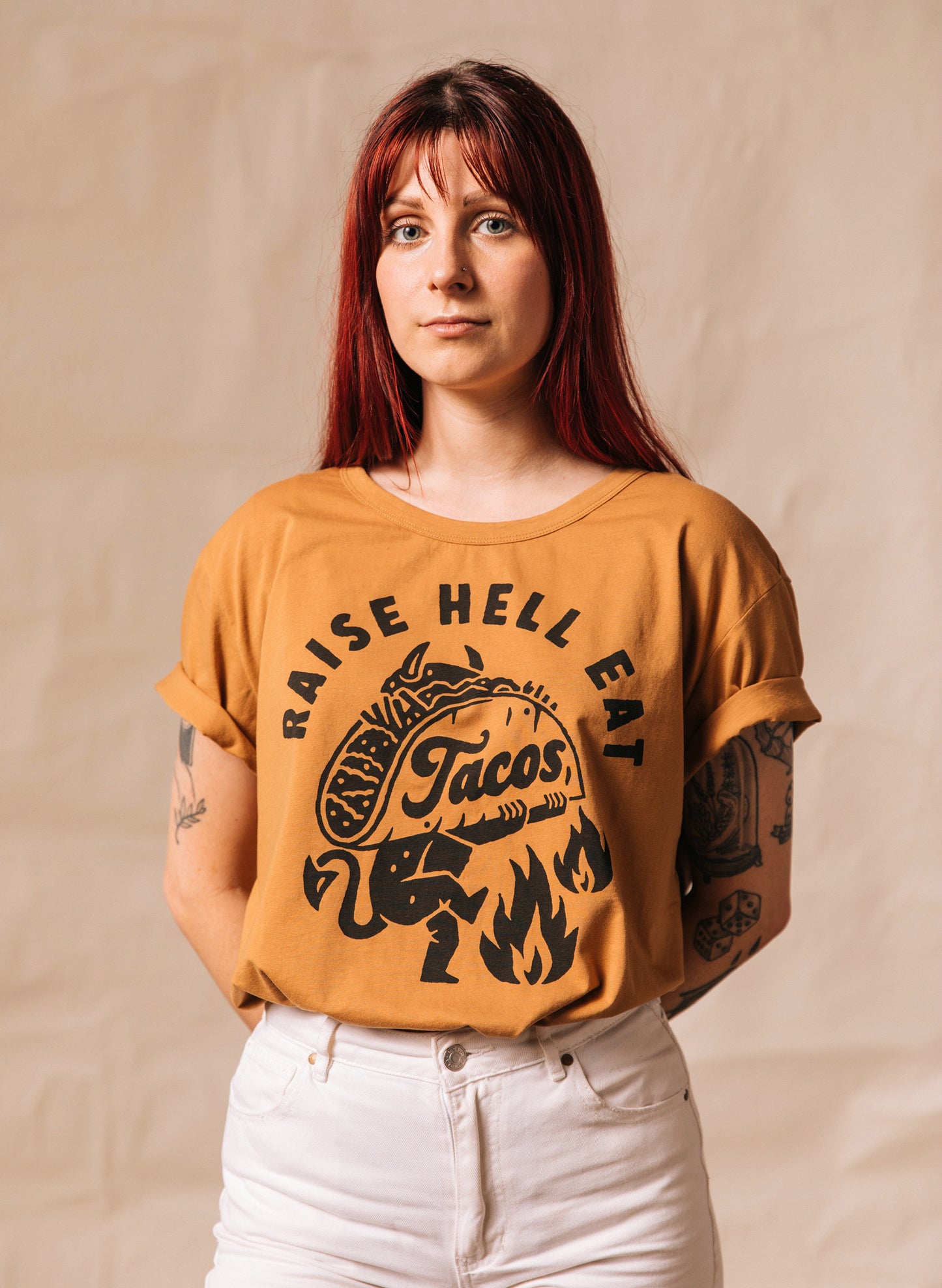 Raise Hell Eat Tacos El Diablo Devil Tattoo Taco Meme Shirt