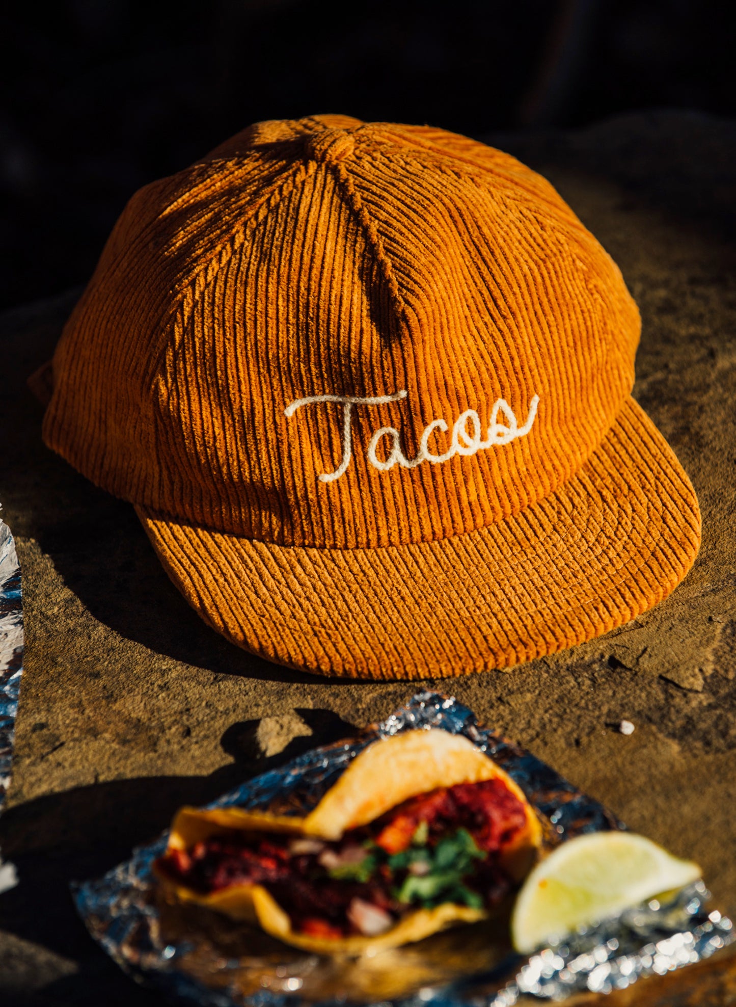 Tacos Chainstitch Unstructured Vintage Style Rust Corduroy Hat Taco Tuesday
