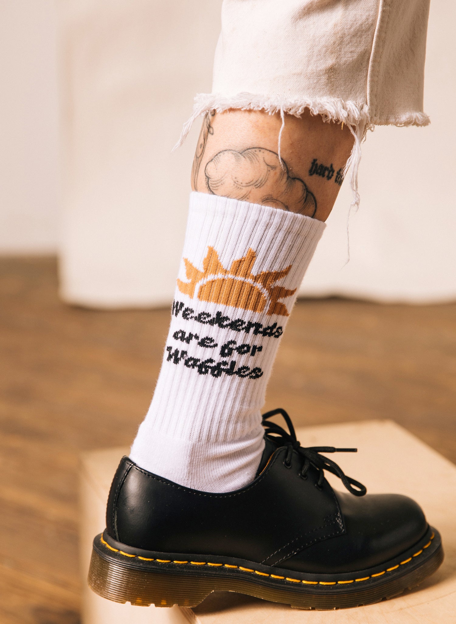 Weekends are for Waffles Weekend Breakfast Food Crew Socks